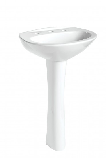 Pedestal Sinks| Mansfield West Hampton 33.5-in H White Vitreous China Transitional Pedestal Sink Combo (16.25-in x 20.125-in) - HP10085