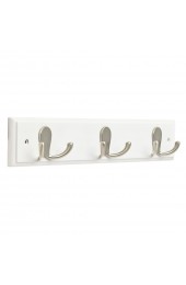 Decorative Wall Hooks| Franklin Brass 3-Hook 1.4567-in x 2.689-in H Pure White and Satin Nickel Decorative Wall Hook (35-lb Capacity) - ZW61613
