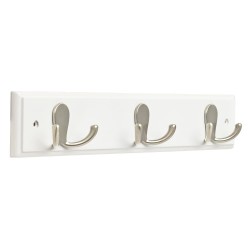 Decorative Wall Hooks| Franklin Brass 3-Hook 1.4567-in x 2.689-in H Pure White and Satin Nickel Decorative Wall Hook (35-lb Capacity) - ZW61613