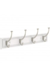 Decorative Wall Hooks| Franklin Brass 4-Hook 3.874-in x 6.4095-in H Pure White and Satin Nickel Decorative Wall Hook (35-lb Capacity) - OY47341