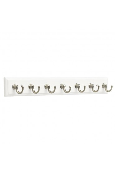 Decorative Wall Hooks| Franklin Brass 7-Hook 1.4488-in x 1.6457-in H Pure White and Satin Nickel Decorative Wall Hook (5-lb Capacity) - BK15812