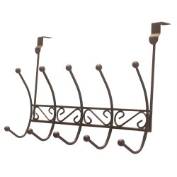 Utility Hooks & Racks| Home Basics Over the Door 6 Hook Rack, Bronze - YQ01804