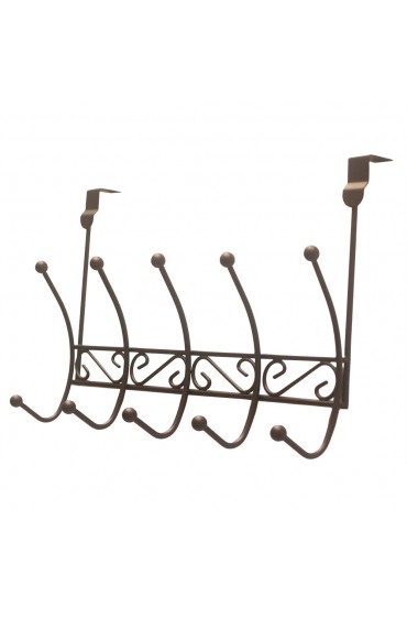 Utility Hooks & Racks| Home Basics Over the Door 6 Hook Rack, Bronze - YQ01804
