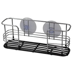 Countertop Organizers| Home Basics Vinyl Dipped Steel Sponge Holder with Suction -Cup, Black - RF82622