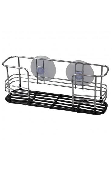 Countertop Organizers| Home Basics Vinyl Dipped Steel Sponge Holder with Suction -Cup, Black - RF82622