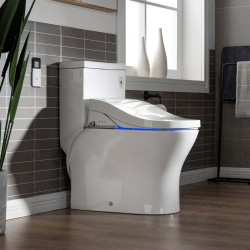 Toilets| Woodbridge Journey White Dual Flush Elongated Chair Height Smart WaterSense Toilet 12-in Rough-In Size with Bidet - YJ02532