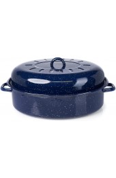 18 Traditional Vintage Style Blue Speckled Enamel on Steel Covered Oval Roaster