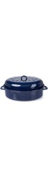 18" Traditional Vintage Style Blue Speckled Enamel on Steel Covered Oval Roaster