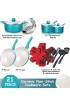 21-Piece Soft Grip Healthy Ceramic Non-stick Cookware Pots and Pans Set Frying Pan Skillet Stock Pot Sauce Pan deep frying casserole pan Stainless Steel Steamer,Easter Sunday,Mother's Day gift