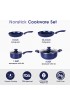 6 Pieces Pots and Pans Set,Aluminum Cookware Set Nonstick Ceramic Coating Fry Pan Stockpot with Lid Blue