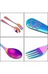6 Pieces Stainless Steel Rainbow Kids Silverware Children's Safe Flatware Baby and Toddler Utensils Metal Kids Cutlery Set for LunchBox 3 x Child Forks 3 x Children Spoons