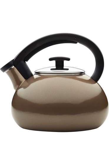 Anolon Enamel on Steel Whistling Kettle Stovetop Teakettle Tea Pot 2 Quart Umber