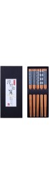 Antner 5 Pairs Natural Bamboo Chopsticks Reusable Classic Japanese Style Chop Sticks Gift Sets Dishwasher Safe 8.8 Inch 22.5cm