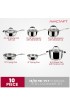AVACRAFT 18 10 Stainless Steel Cookware Set Premium Pots and Pans Set High Quality Kitchen Essentials for cooking Multi-Ply Body Stainless Steel Pan Set 10-Piece Sets