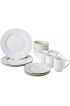 Basics Non-Stick Cookware Set Pots and Pans 8-Piece Set & 16-Piece Kitchen Dinnerware Set Plates Bowls Mugs Service for 4 White