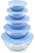 BELLA 21 Piece Cook Bake and Store Set Kitchen Essentials for First or New Apartment Assorted Non Stick Cookware 9 Nylon Hassle-Free Cooking Tools 5 Glass Storage Bowls w Lids BPA & PFOA Free