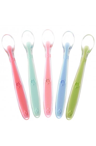 BEST First Stage Baby Infant Spoons 5-Pack Soft Silicone Baby Spoons Training Spoon Gift Set For Infant