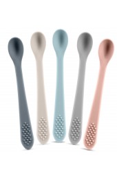 Best First Stage Baby Infant Spoons 5-Pack Soft Silicone Baby Spoons Training Spoon Gift Set for InfantSoft Boys Girls