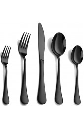 Black Silverware Set 20 Piece Stainless Steel Flatware Set for 4 Cutlery Utensils Set Include Knives Forks Spoons Service for 4 Mirror Polished and Dishwasher Safe