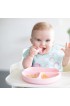 Bumkins Utensils Silicone Chewtensils Baby Fork and Spoon Set Training Utensils Baby Led Weaning Stage 1 for Ages 6 Months+ in Pink
