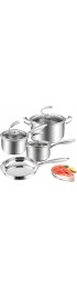 CH Bang Kitchen Cookware Sets 7-Piece Induction Stainless Steel Pots and Pans Set with Lid Silver Kitchenware Cooking Pot and Pan Set Dishwasher Safe