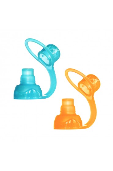 ChooMee SoftSip Food Pouch Top | Baby Led Weaning | No Spill Flow Control Valve Protects Childs Mouth 100% Silicone BPA Free | 2CT Orange Aqua