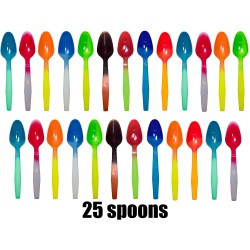 Color Changing Reusable Spoons Pack of 25 Assorted Colors reacts to cold food temperatures and changes color -yogurt ice cream gelato cold drinks PACKED IN USA