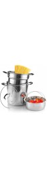 Cook N Home 4-Piece Stainless Steel Pasta Cooker Steamer Multipots 12 Quart Silver
