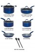 Cooking Light Allure Non-Stick Ceramic Cookware with Silicone Stay Cool Handle 12 Piece Set Blue