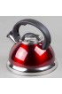 Creative Home Alexa 3.0 Quart Stainless Steel Whistling Tea Kettle with Aluminum Capsulated Bottom for Even Heat Distribution Metallic Cranberry