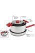 Denmark Tools for Cooks Stax Cookware Collection- Stainless Steel Electric Gas Induction High Polish Dishwasher Oven Safe 7 Piece Stax Stainless Steel Nesting Cookware Set RED