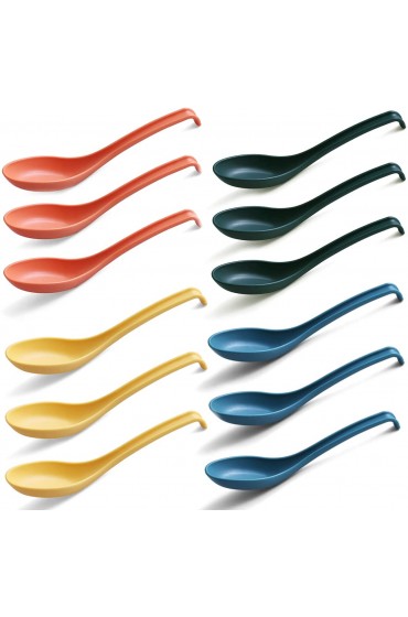Evanda Soup Spoon ECO Friendly Dinner Spoon,Made of Food Grade PP BPA Free,Easy Clean,Dishwasher Safe Set of 12Mix Color