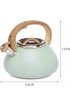Goodful Stainless Steel Whistling Tea Kettle for Stovetop Trigger Spout Wood-Look Handle 2.5 Quarts Sage