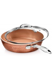 Gotham Steel 12” Nonstick Fry Pan with Lid – Hammered Copper Collection Premium Aluminum Cookware with Stainless Steel Handles Induction Plate for Even Heating Dishwasher & Oven Safe