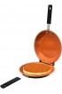 Gotham Steel Double Pan – Nonstick Copper Easy to Flip Pan with Rubber Grip Handles for Fluffy Pancakes Perfect Omelets Frittatas French Toast and More! Dishwasher Safe