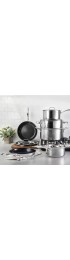 Granitestone Hammered Stainless Steel Pots and Pans Set Tri Ply Ultra-Premium Ceramic Cookware Set with Nonstick Coating Kitchen Set Nonstick Frying Pans Stock Pots & Skillets Hammered Finish