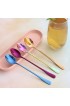 JUCOXO Long Handle Iced Tea Spoon Stainless Steel Coffee Mixing Spoons Long Cream Dessert Spoons Set of 4 Multicolor Dishwahser Safe