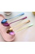 JUCOXO Long Handle Iced Tea Spoon Stainless Steel Coffee Mixing Spoons Long Cream Dessert Spoons Set of 4 Multicolor Dishwahser Safe