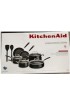 KitchenAid 12 Piece Heavy-Gauge 4.0 Stainless Steel Base Induction Dishwasher Safe Aluminum Nonstick Cookware Set Onyx Black