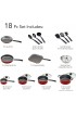 LEGENDARY-YES 18 Piece Nonstick Pots & Pans Cookware Set Kitchen Kitchenware Cooking NEW RED