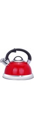 Masio 2.5 Quart Red Whistling Tea Kettle for Stove Top Food Grade Stainless Steel