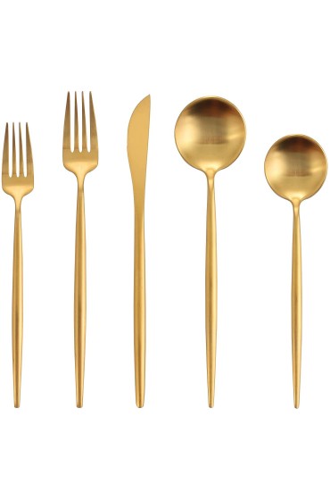 Matte Gold Silverware Set Oliviola 20-Piece Stainless Steel Flatware Cutlery Set Service for 4 Satin Finish Kitchen Utensil Set Dishwasher Safe