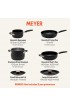 Meyer Accent Series Hard Anodized Nonstick and Stainless Steel Pots and Pans Essential Cookware Set 6 Piece Matte Black