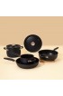 Meyer Accent Series Hard Anodized Nonstick and Stainless Steel Pots and Pans Essential Cookware Set 6 Piece Matte Black