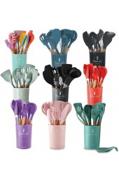 NC Hold The Barrel Wooden Handle Silicone kitchenware 11 Pieces Set of Seven-Color Silicone kitchenware Eleven Pieces Set Purple