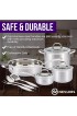 Nevlers 10 Piece Multi-Clad Stainless Steel Cookware Set Pots and Pans Set Makes for a Great Cooking Set for Your Kitchen It is Dishwasher Safe Too!