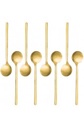 Pack of 8 Gold Plated Stainless Steel Espresso Spoons findTop Mini Teaspoons Set for Coffee Sugar Dessert Cake Ice Cream Soup Antipasto Cappuccino 5.3 Inch