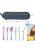 Portable Travel Utensils Silverware set with Case,Reusable Trave Stainless Steel Camping Cutlery set with Chopsticks and Straw Portable Flatware with Case for Office School Picnic BFRainbow