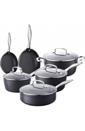 Pots and Pans Set Non-Stick-Hard-Anodized Aluminum Cookware Set Oven Suitable Dishwasher Suitable 10-Piece Black