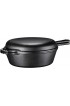 Pre-Seasoned 2-In-1 Cast Iron Multi-Cooker – Heavy Duty Skillet and Lid Set Versatile Non-Stick Kitchen Cookware Use As Dutch Oven Or Frying Pan 3 Quart Pre-Seasoned